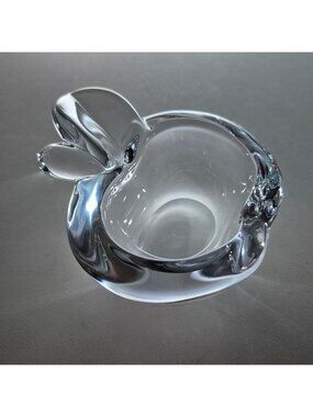 Vannes Cristal Apple Clear Art Glass Trinket Dish Bowl Ash Try Vintage Decor